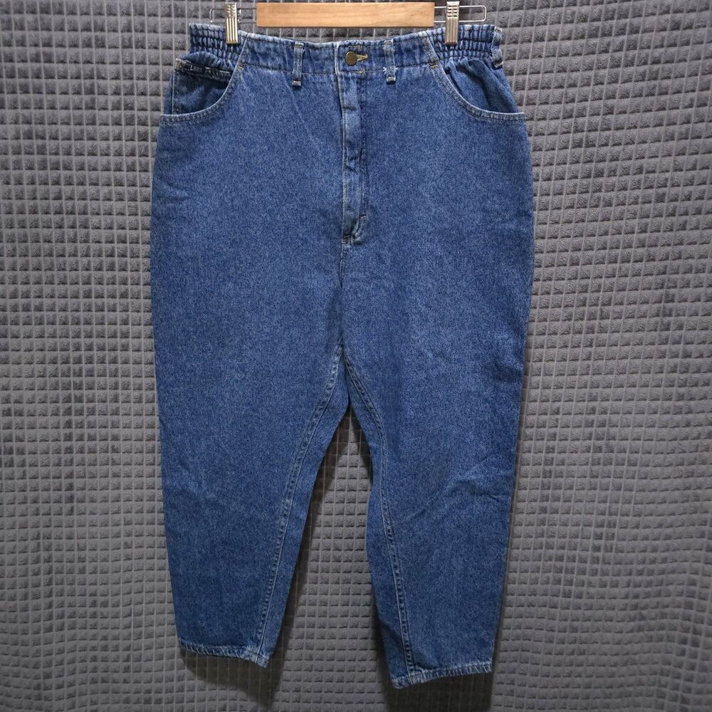 VTG High Rise Mom Jeans 18WPetite 33x28 USA Lee Baggy Relaxed Wide Stretch Waist